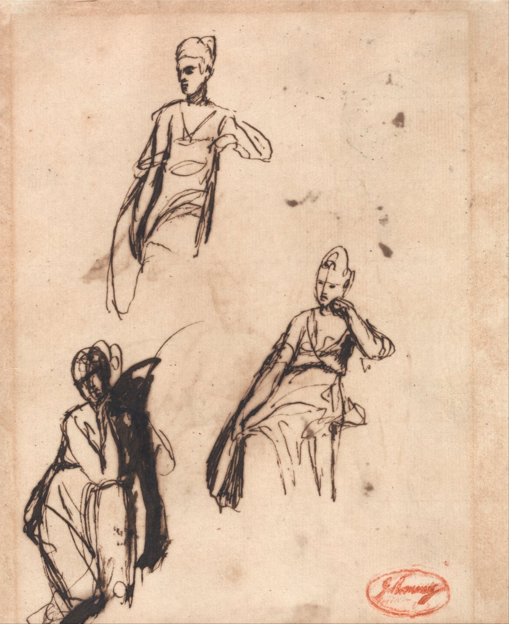 Siedząca kobieta – trzy pozy autorstwa George Romney
