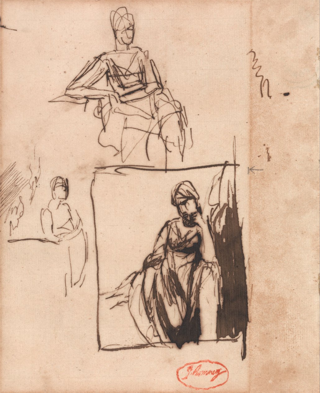 Siedząca kobieta – trzy pozy autorstwa George Romney