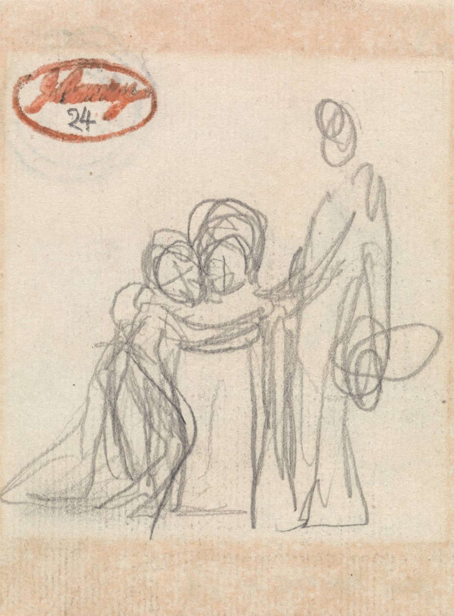 Stojąca postać z dwójką dzieci autorstwa George Romney