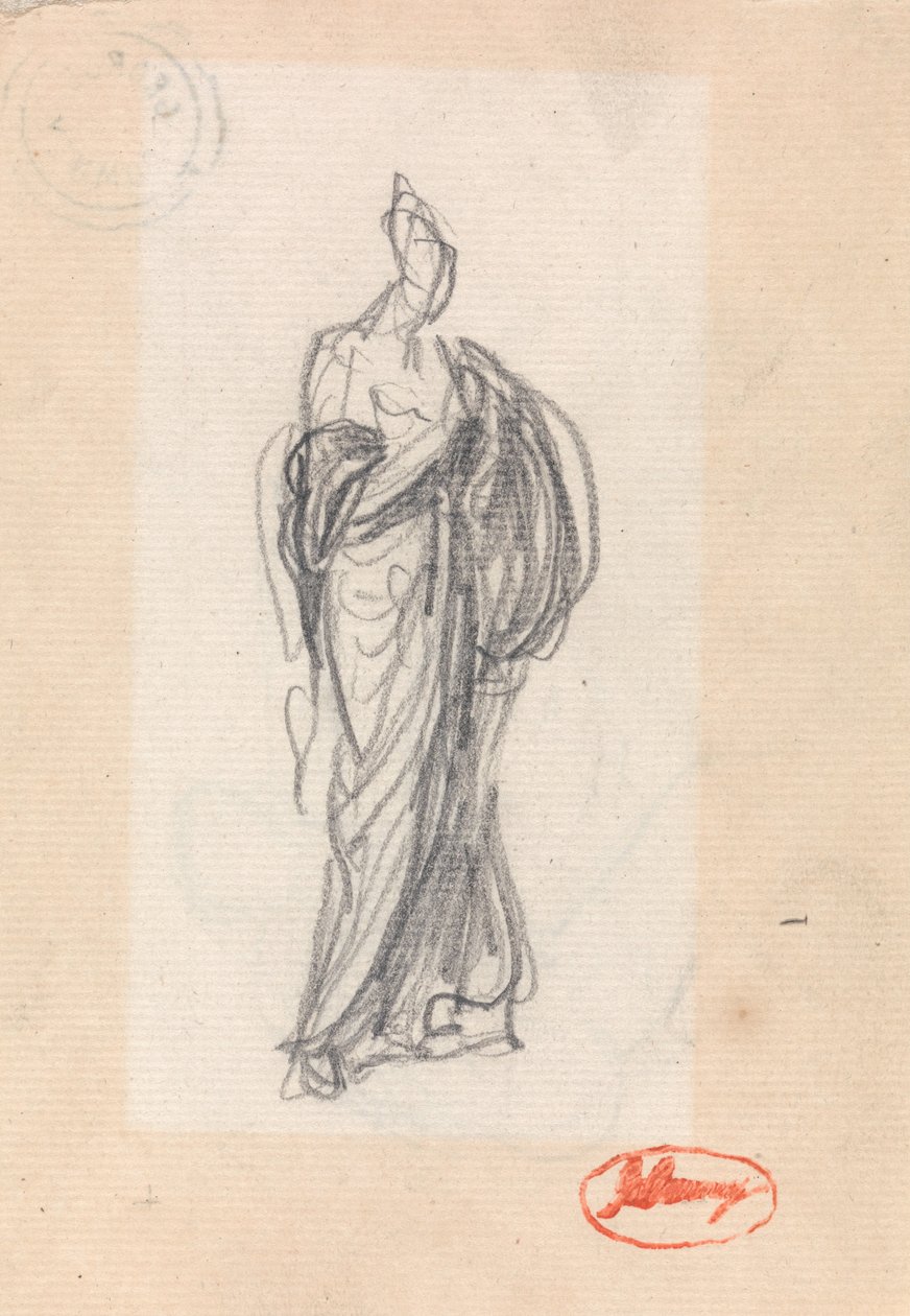 Stojąca kobieta w klasycznej draperii autorstwa George Romney