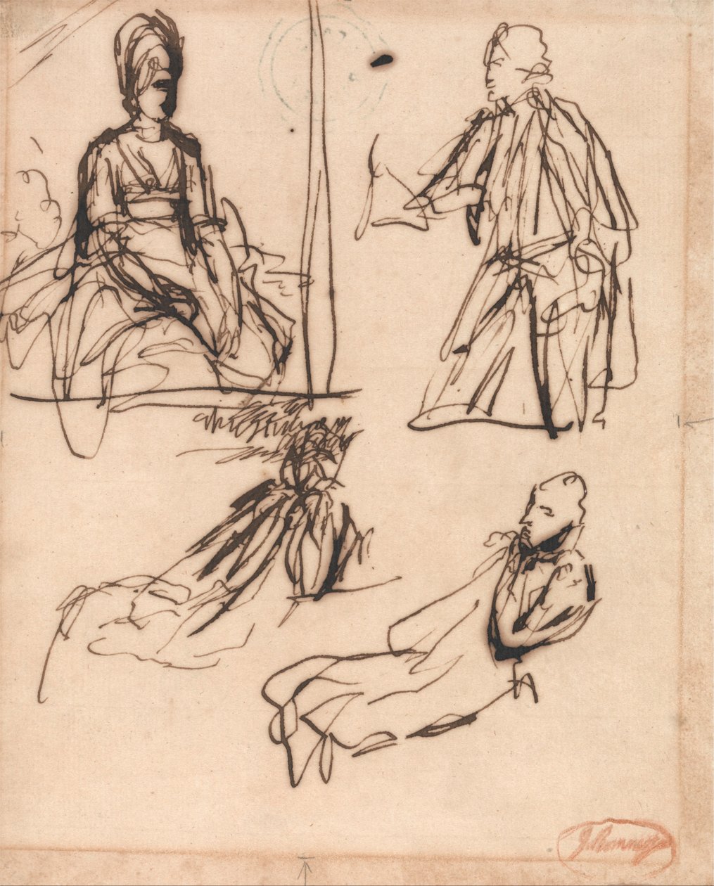 Studia do portretów mężczyzny i kobiety autorstwa George Romney