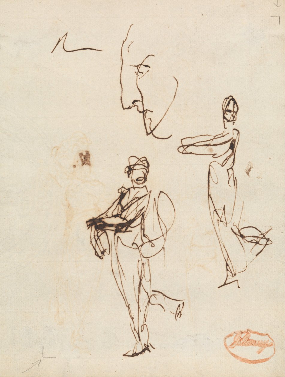 Studium dwóch postaci i twarzy autorstwa George Romney