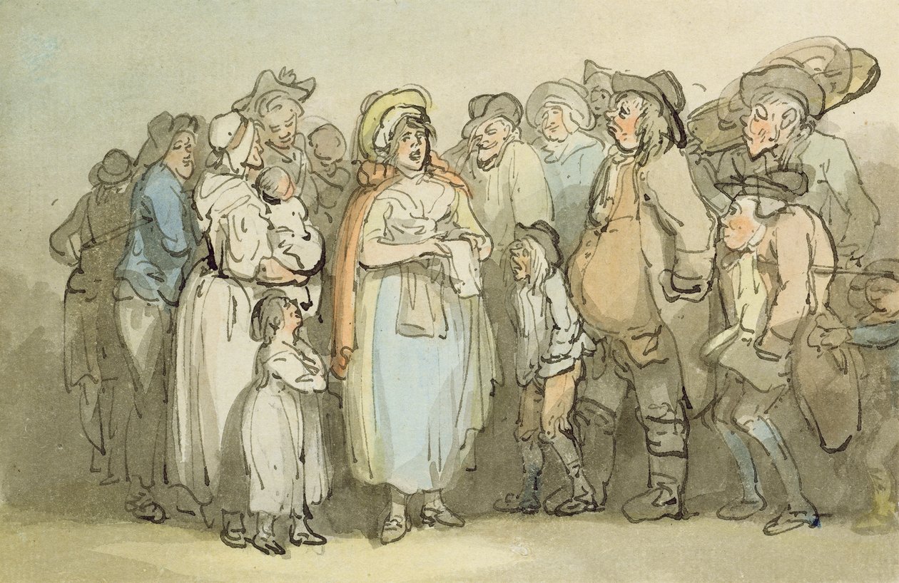 Badanie jeńców w więzieniu lub lazarecie z postacią w szacie we mgle (brązowy tusz i przemyj ołówkiem na papierze) autorstwa George Romney