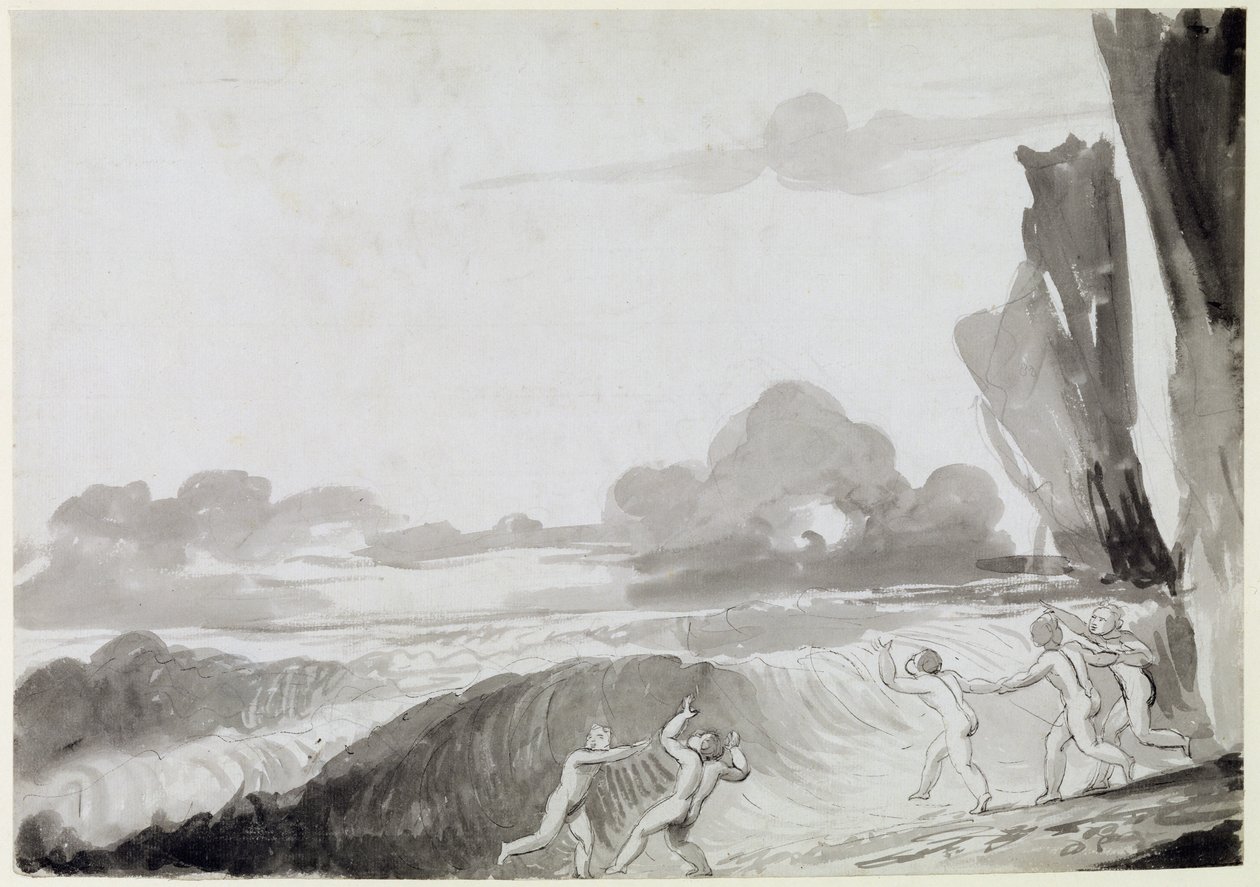 Fala (pióro i atrament i szarość na grafitu na papierze) autorstwa George Romney