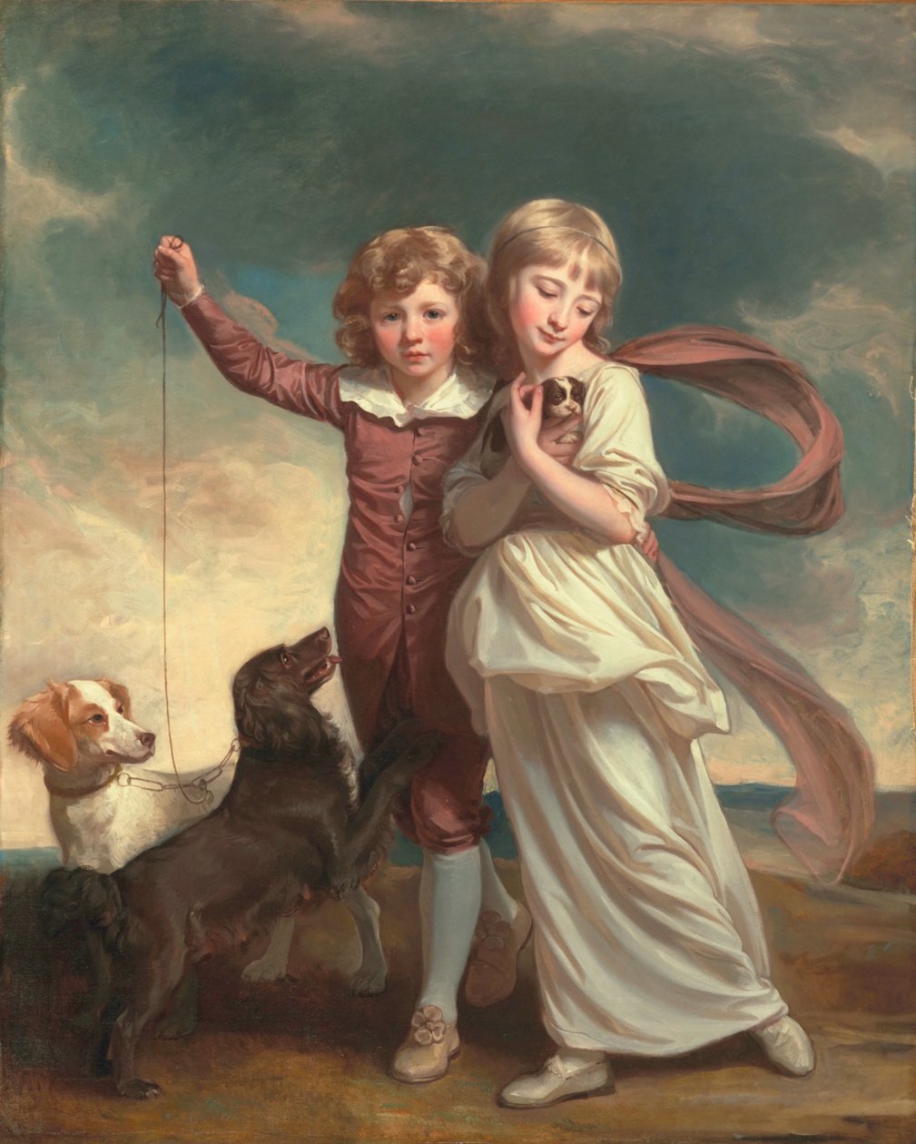 Thomas John Clavering i Catherine Mary Clavering: The Clavering Children, 1777 r. autorstwa George Romney