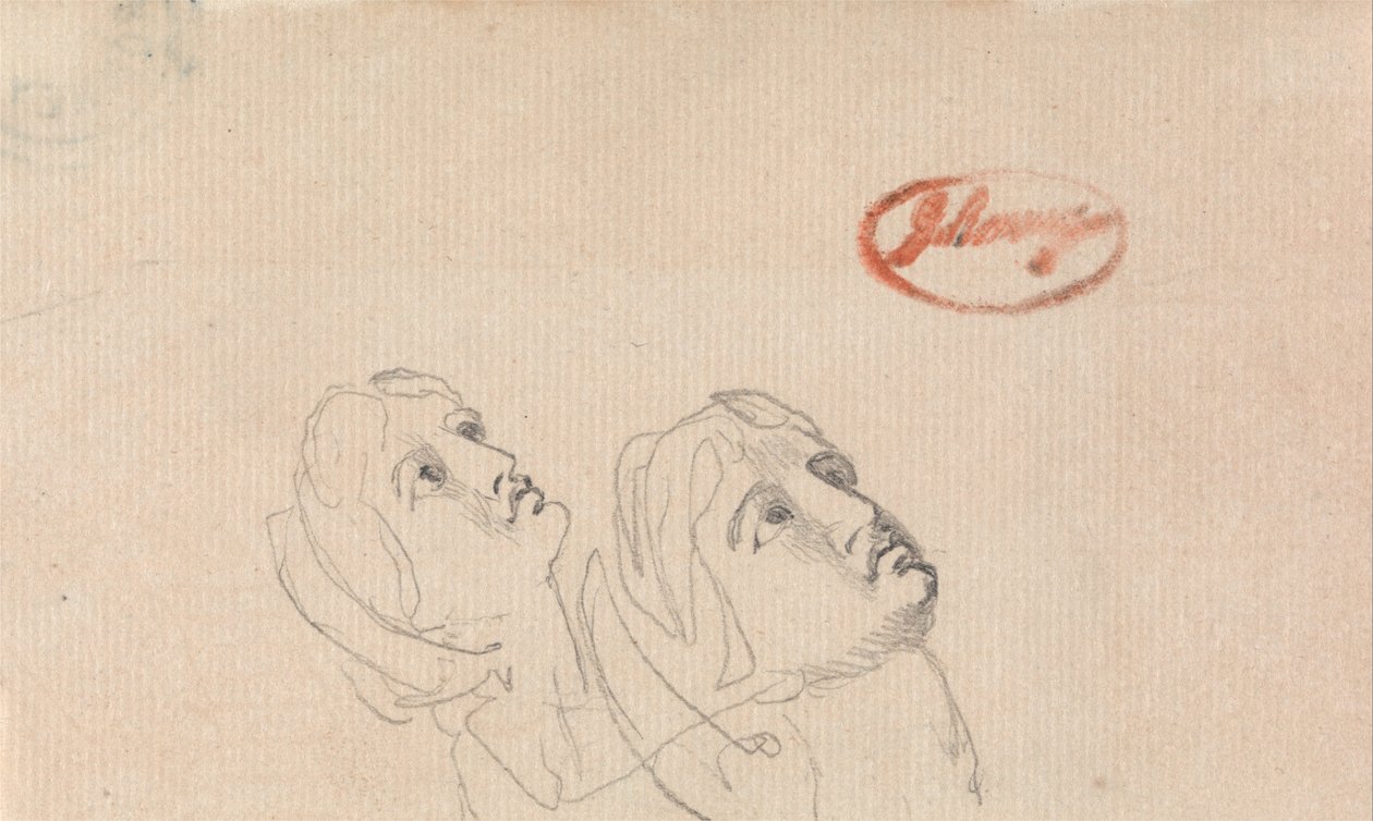 Dwie głowy patrzące w górę autorstwa George Romney
