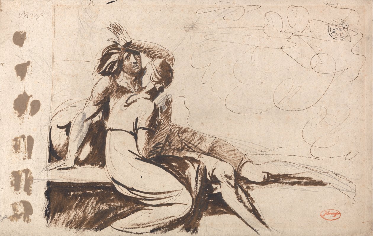 Dwoje kochanków (mężczyzna przebudzony ze snu) autorstwa George Romney