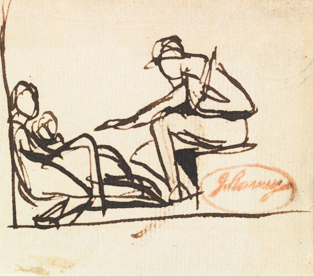 Dwie siedzące postacie autorstwa George Romney