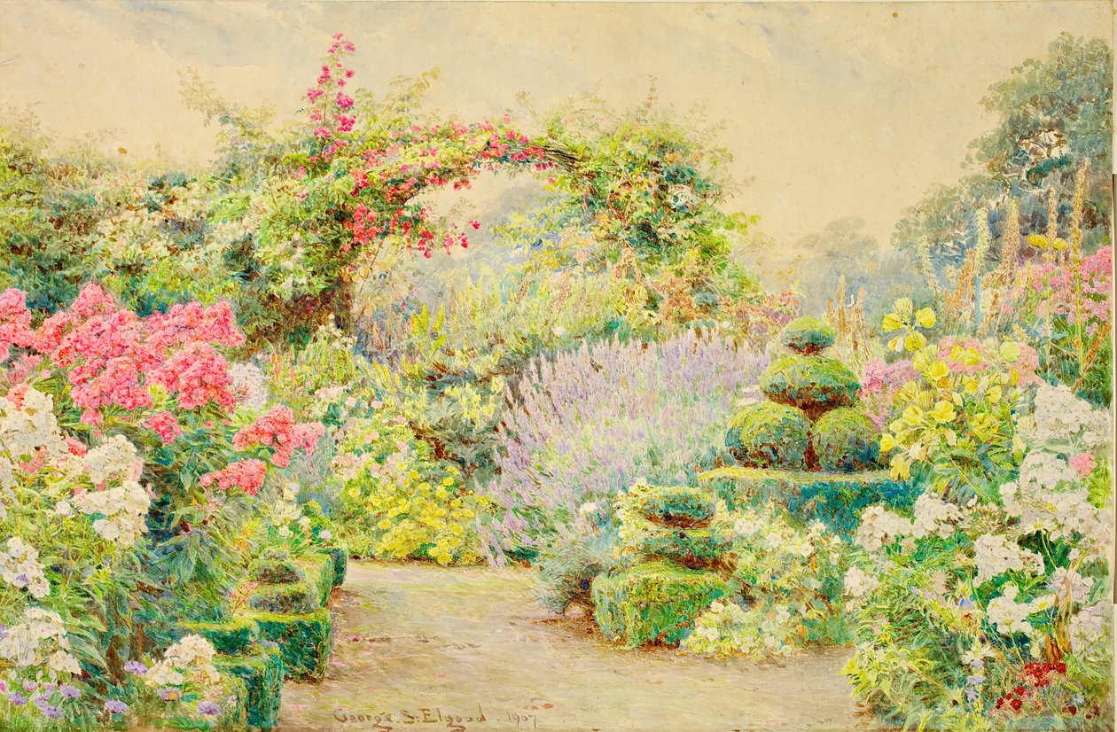 Roundscliffe, ogród w Leicestershire, 1907 autorstwa George Samuel Elgood