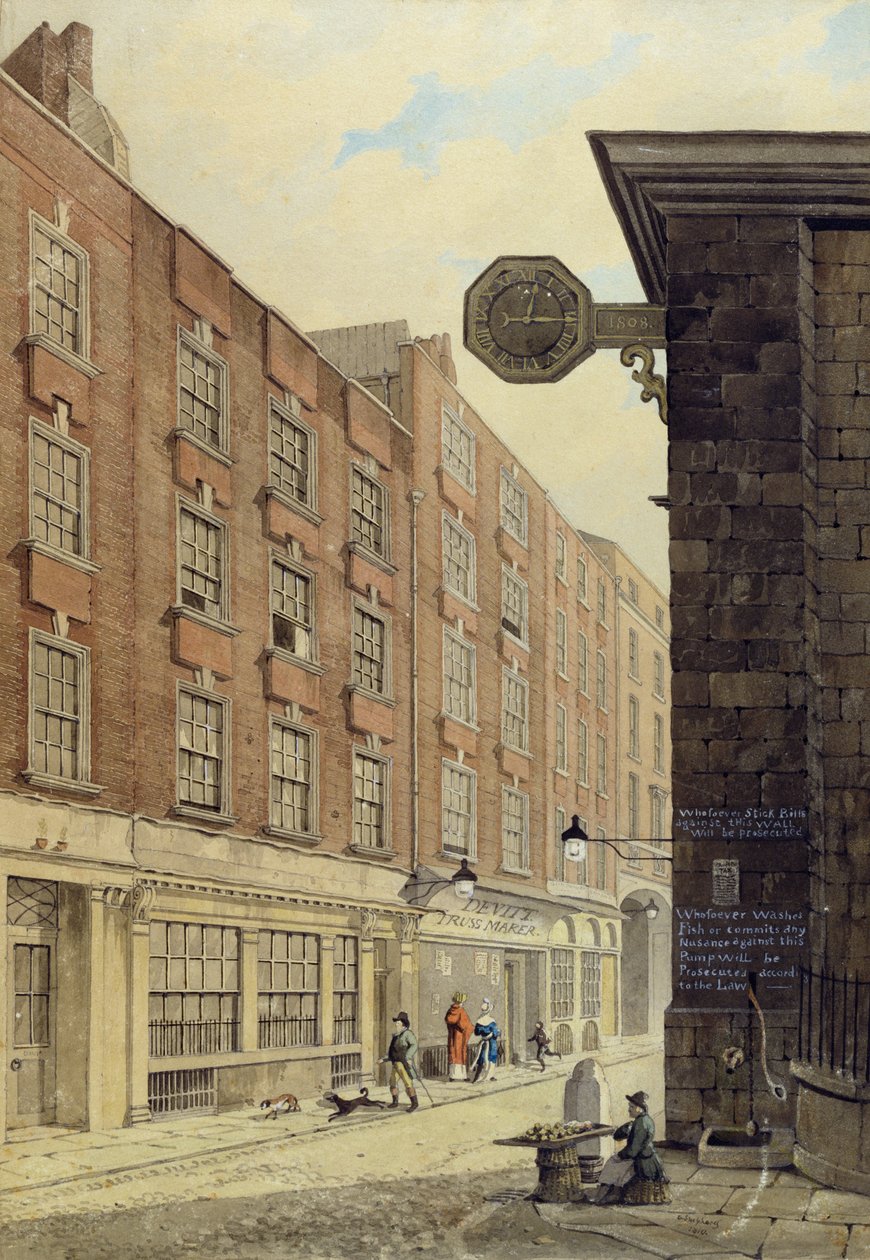 Lombard Street West, z St. Mary Woolnoth, 1810 autorstwa George Shepherd
