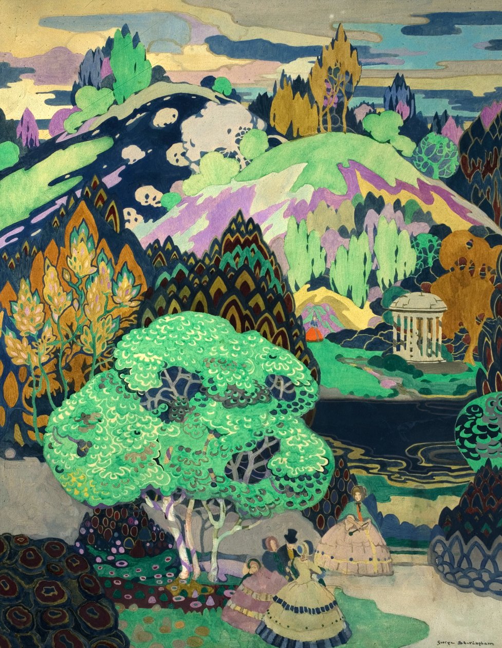Park Ipswich, 1919 (tempera na papierze) autorstwa George Sheringham