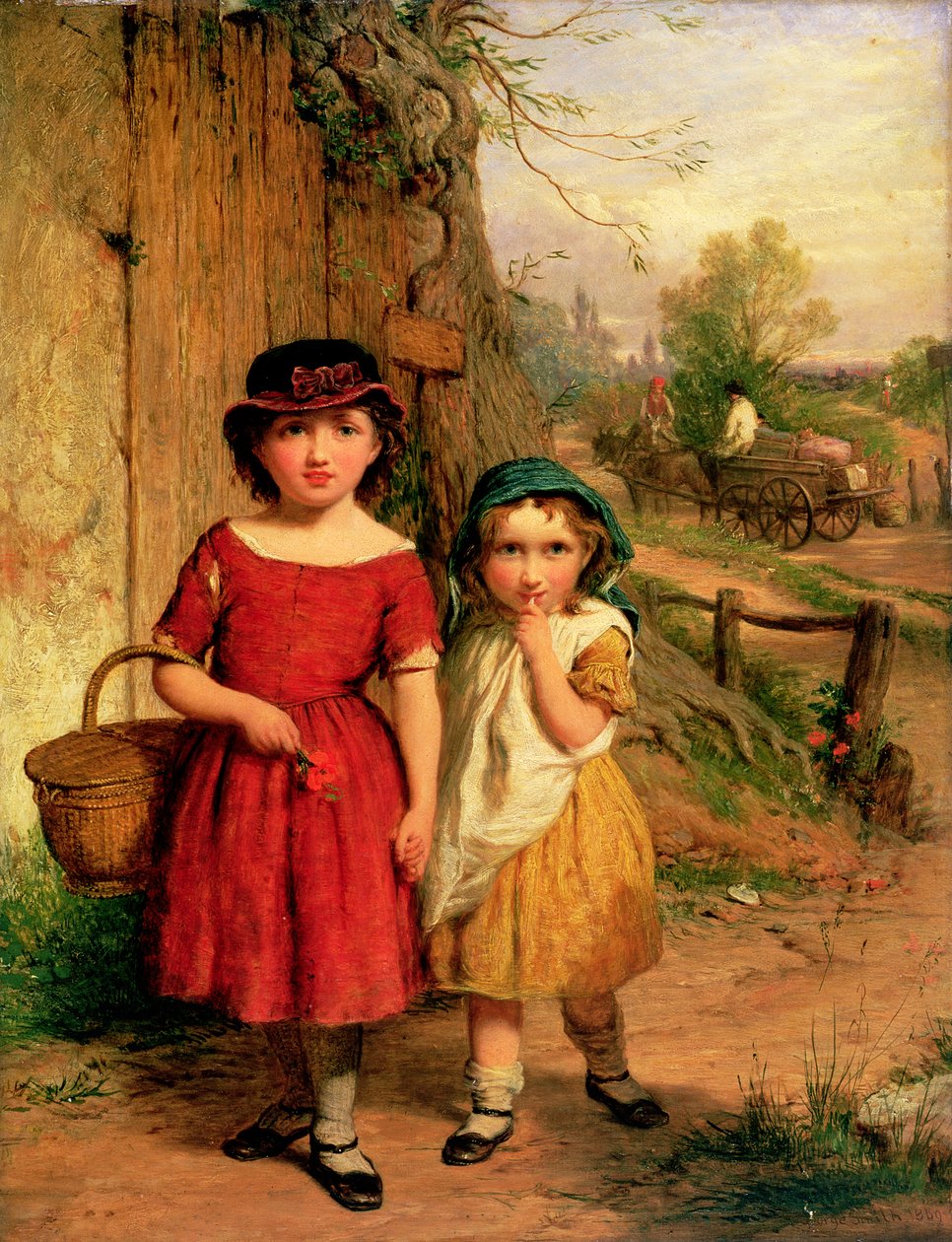 Mali wieśniacy, 1869 (olej) autorstwa George Smith