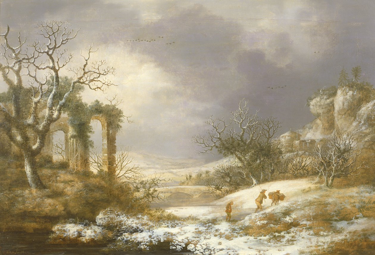 Pejzaż zimowy, ok. 1750-60 autorstwa George Smith