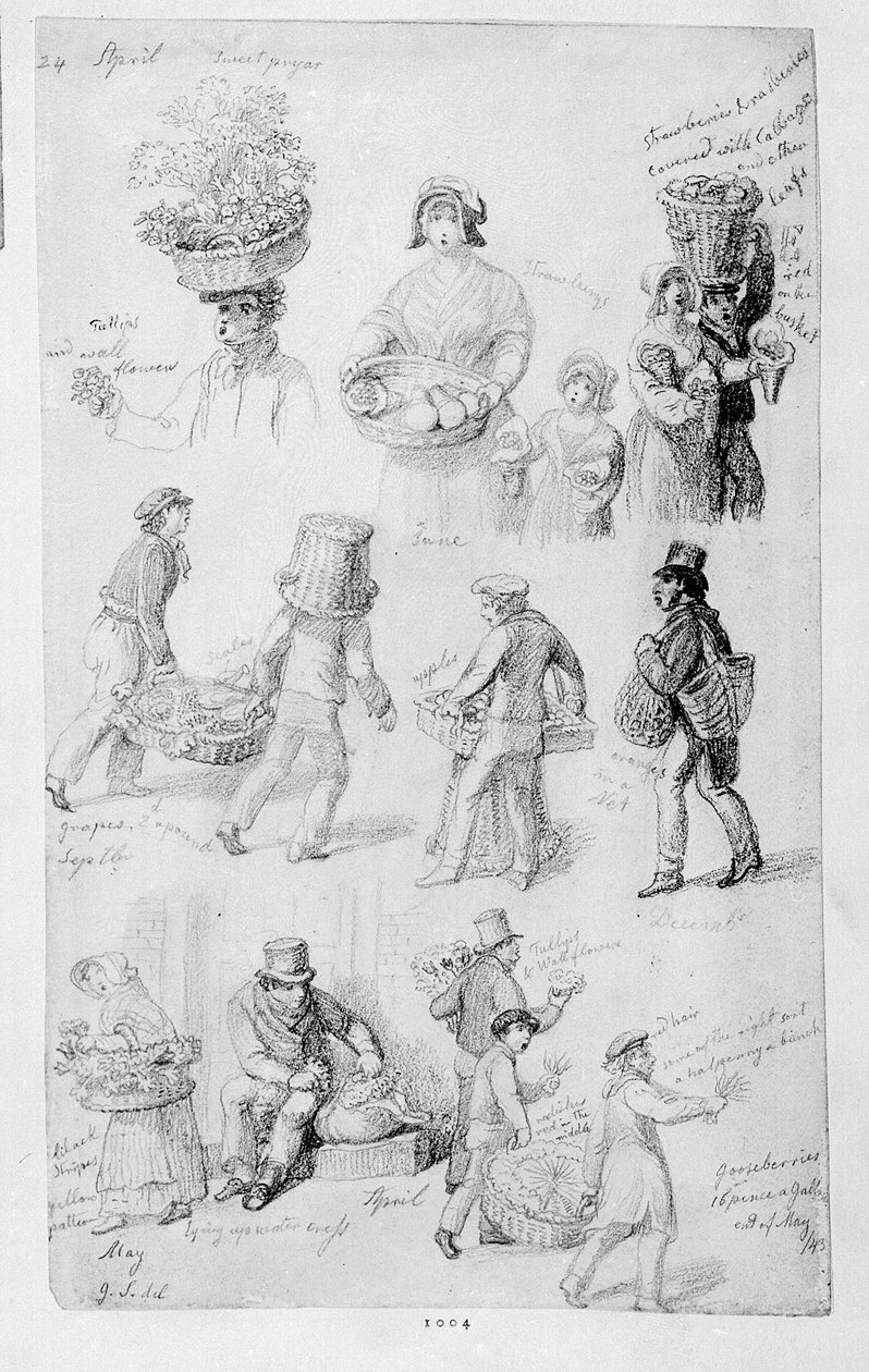 London Street Vendors: The Cries of London, 1843 autorstwa George Snr Scharf