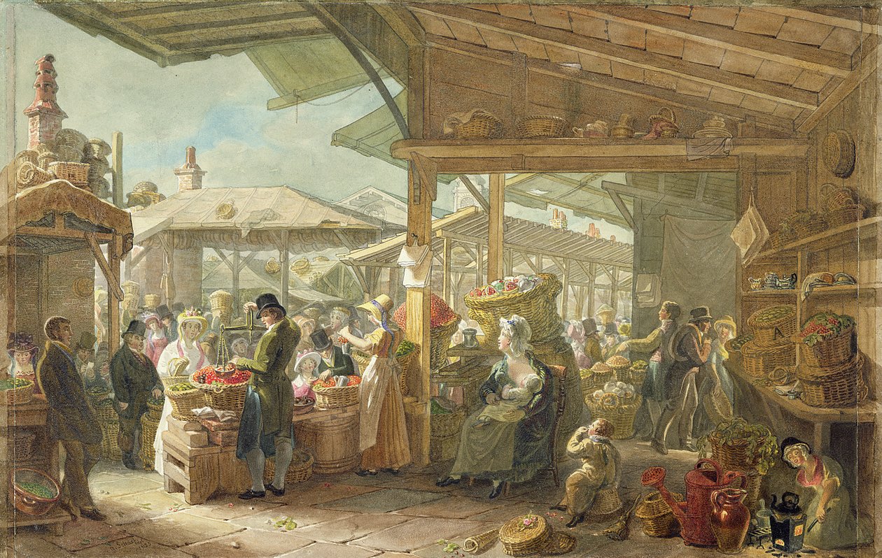 Targ Old Covent Garden, 1825 autorstwa George Snr Scharf