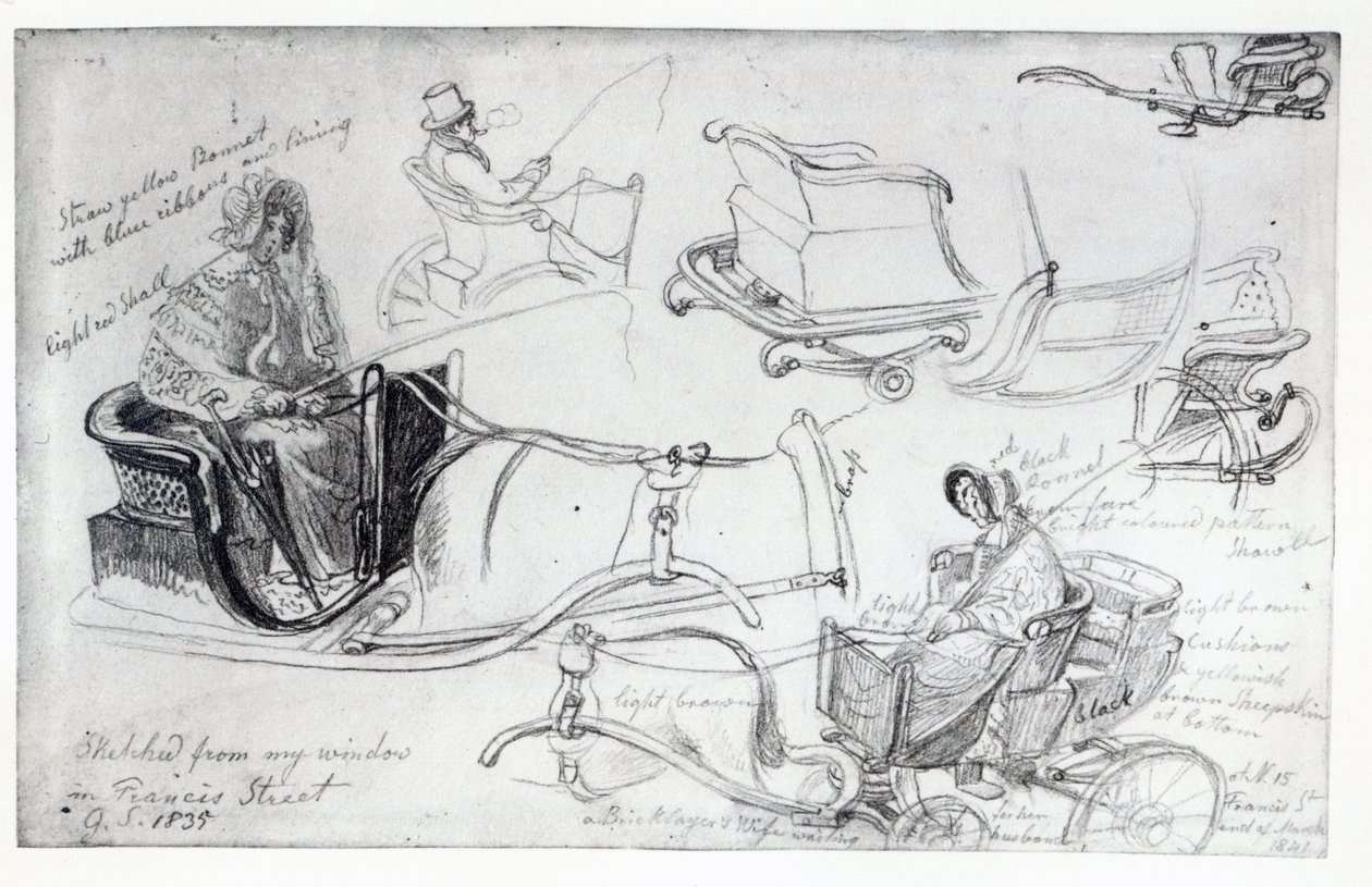 Pony and Traps on Francis Street, Londyn, 1835 autorstwa George Snr Scharf