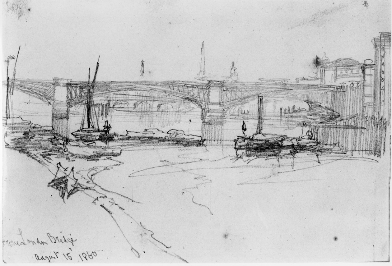 Szkic Mostu Londyńskiego, 1860 autorstwa George Snr Scharf