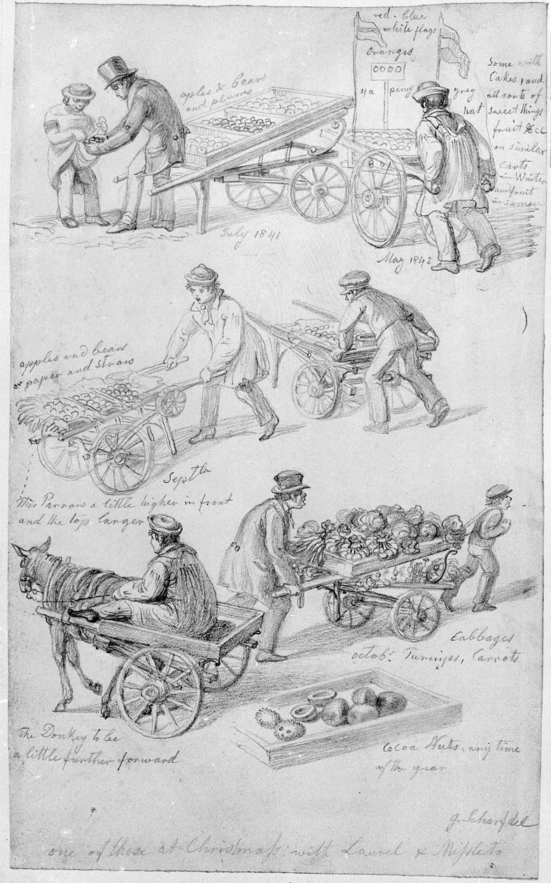 Handlarze uliczni, Londyn, 1842 autorstwa George Snr Scharf