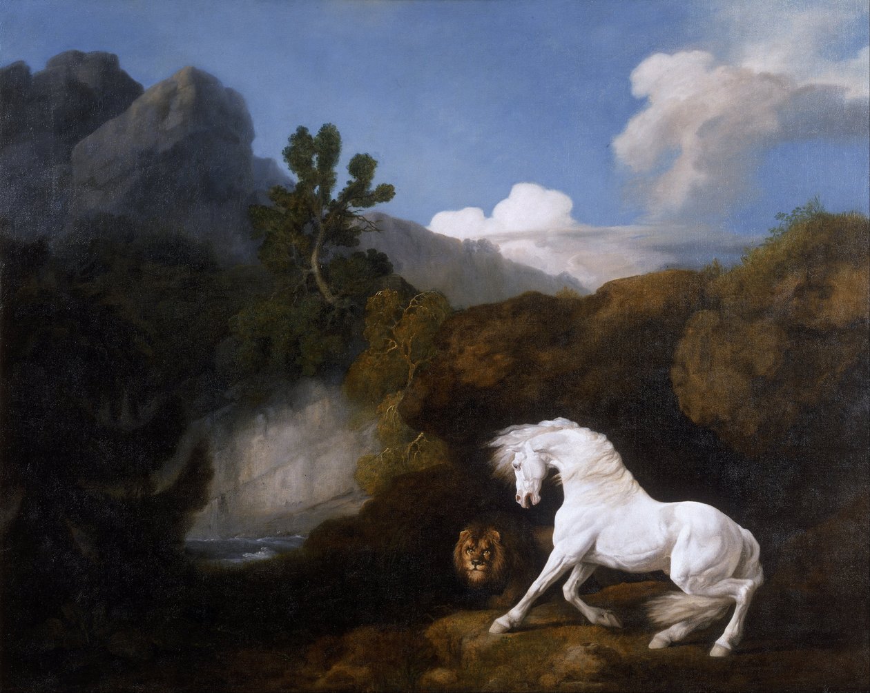 Koń przestraszony przez lwa autorstwa George Stubbs