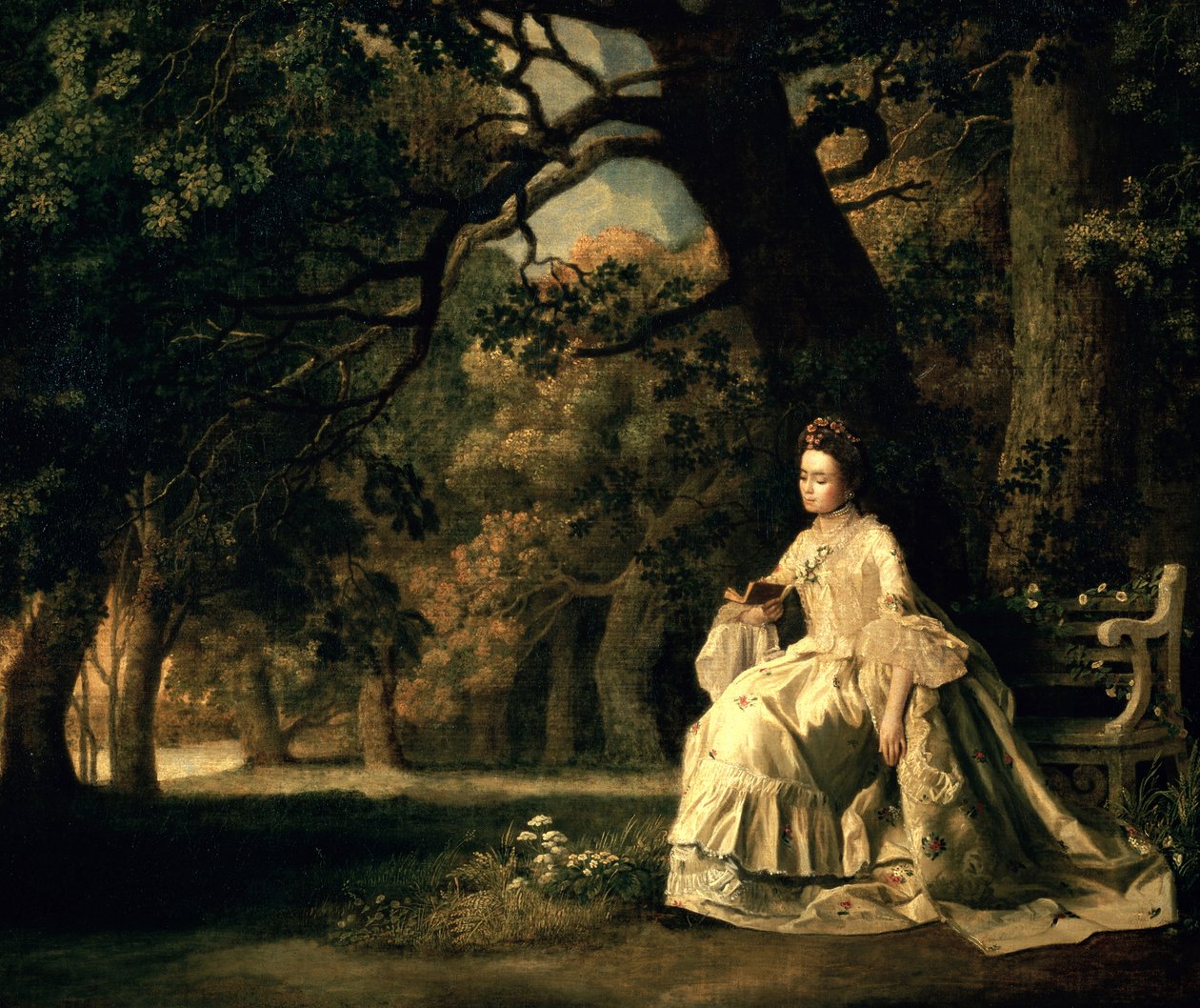 Pani czytająca w parku, ok.1768-70 autorstwa George Stubbs