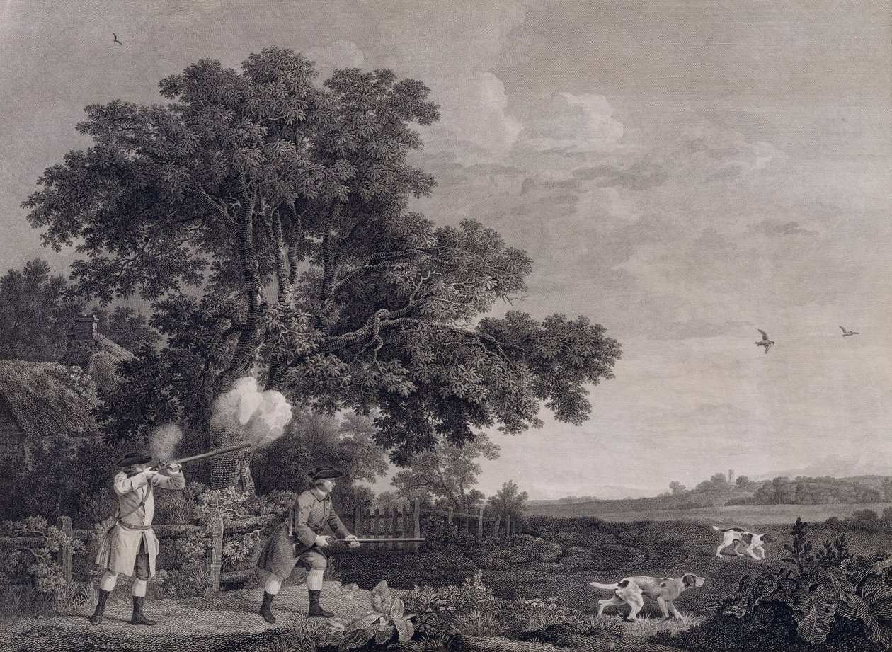 Strzelanie, płyta 3, ryt William Woollett (1735-85) 1770 (rytowanie z akwafortą) autorstwa George Stubbs