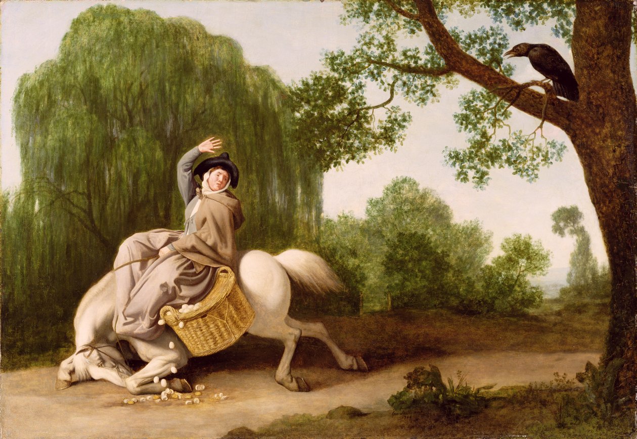 Ūkininko žmona ir varnas, 1786 (aliejus ant malūno lentos)poli autorstwa George Stubbs