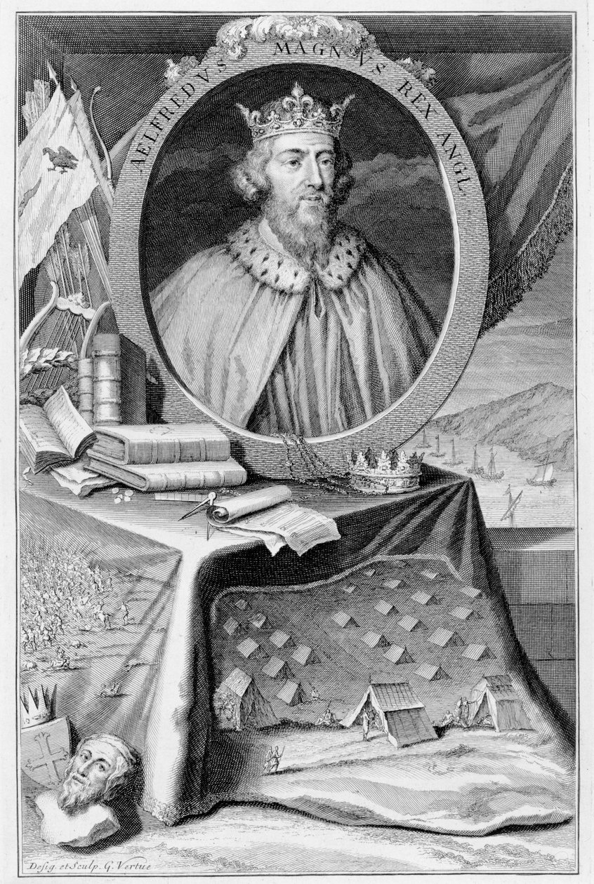 Alfred Wielki (849-99) król Wessex, grawerowane przez artystę autorstwa George Vertue