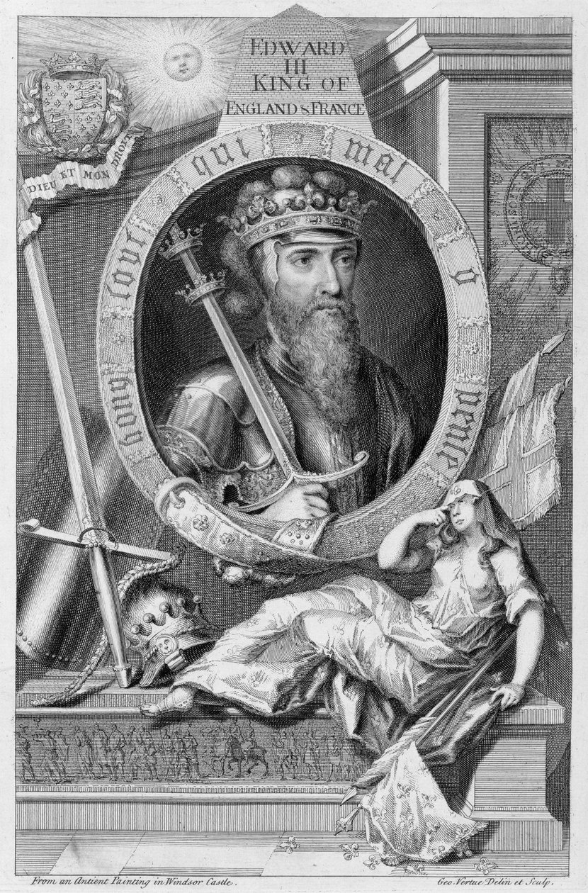 Edward III (1312-77) król Anglii od 1327 r., według obrazu w zamku Windsor, rytowany przez artystę autorstwa George Vertue