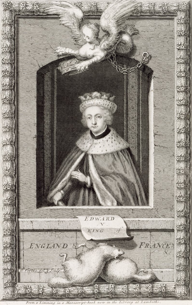 Edward V (1470-83) król Anglii w 1483 r., po portretie w księdze, wyrytym przez artystę autorstwa George Vertue