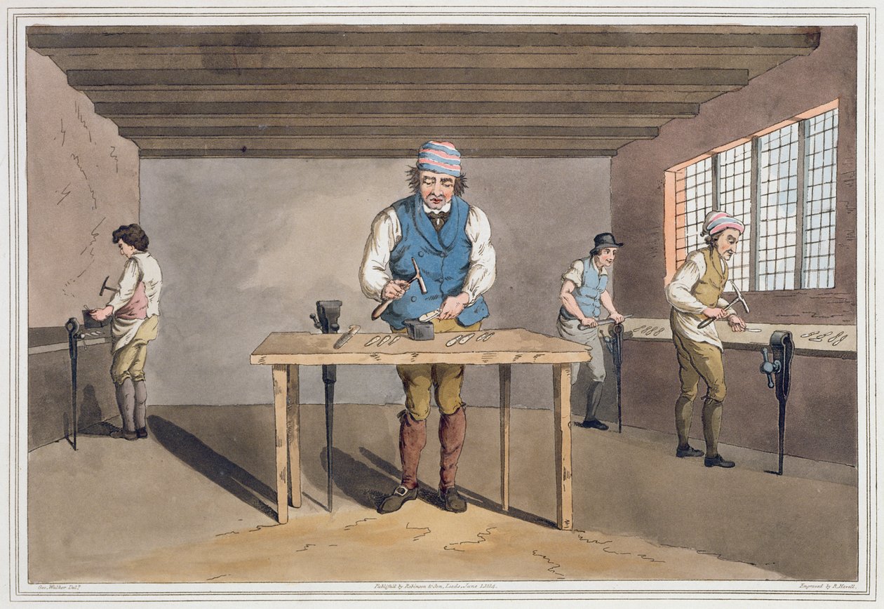 Sheffield Cutler, z „Kostium Yorkshire” rytego przez Roberta Havella (1769-1832), 1814 autorstwa George Walker
