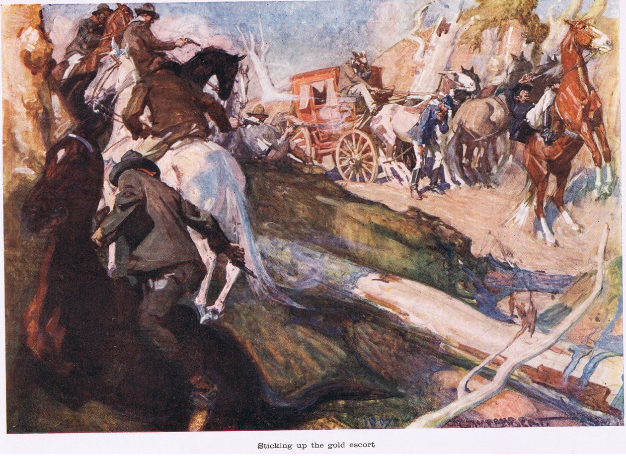 Trzymanie złotej eskorty autorstwa George Washington Lambert