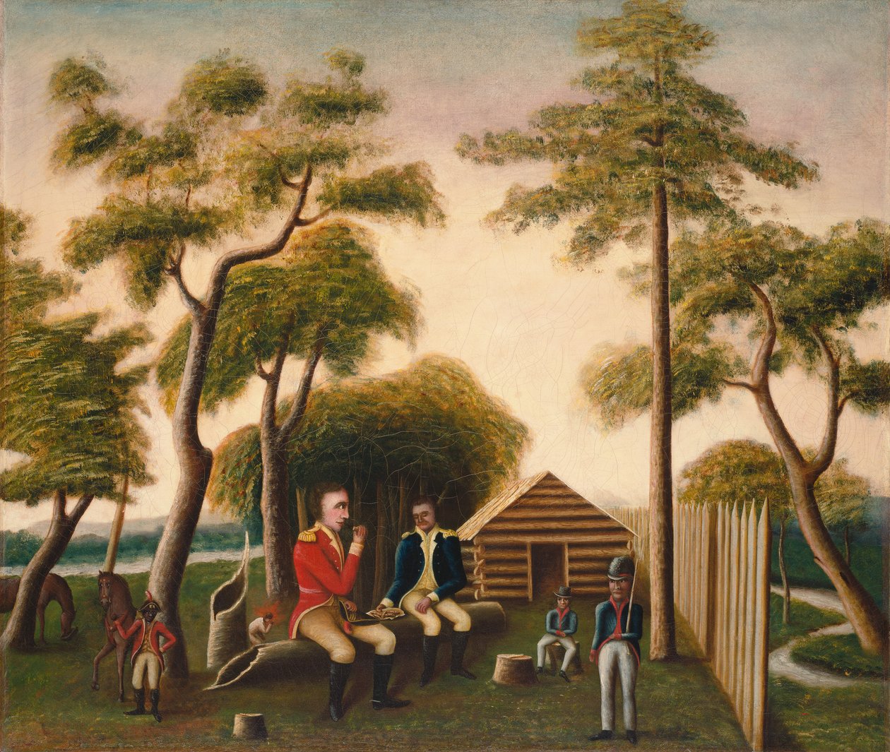 Marion ucztująca brytyjskiego oficera na słodkich ziemniakach, 1848 autorstwa George Washington Mark