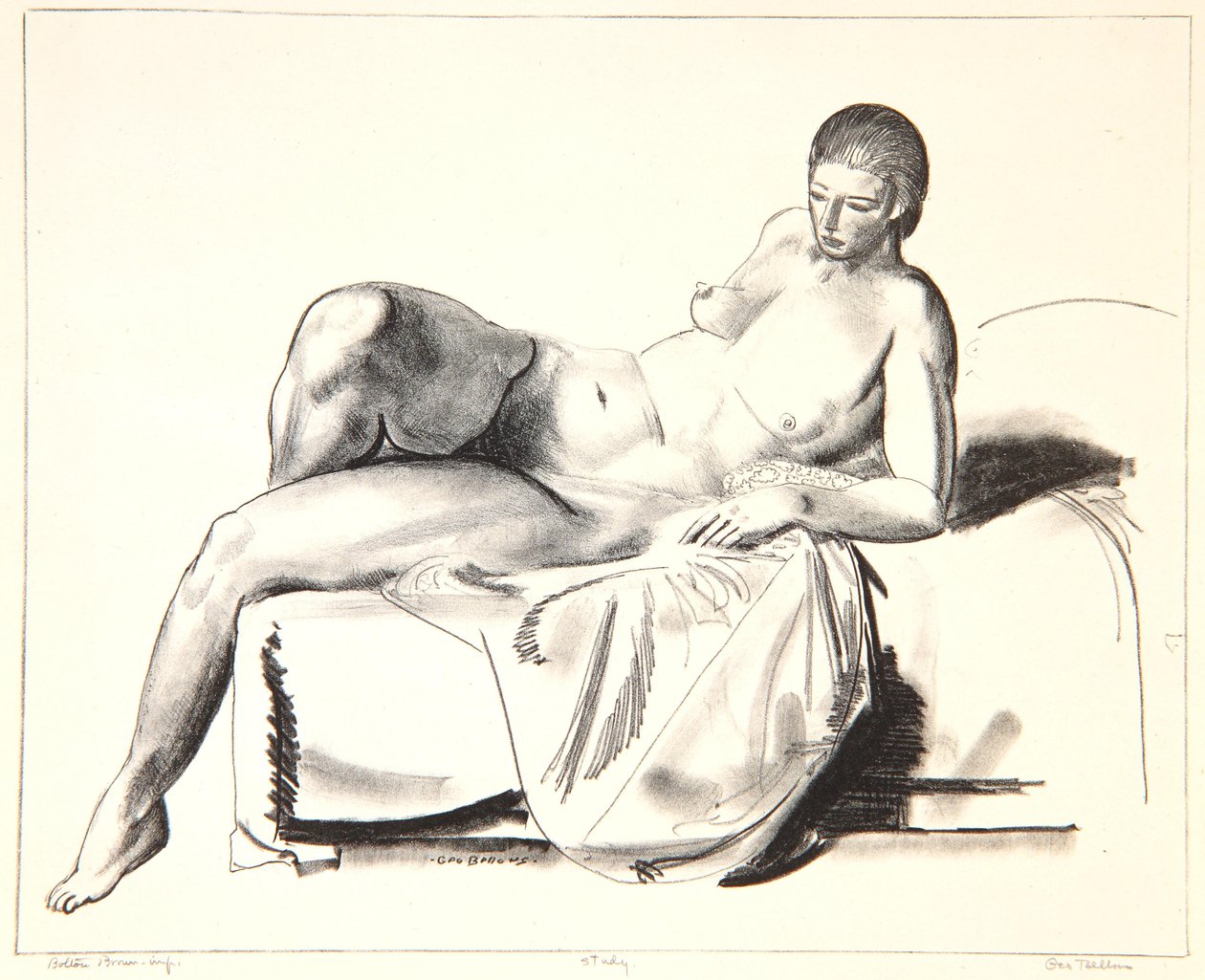 Studium nagości, klasyczny na kanapie, 1923-24 autorstwa George Wesley Bellows