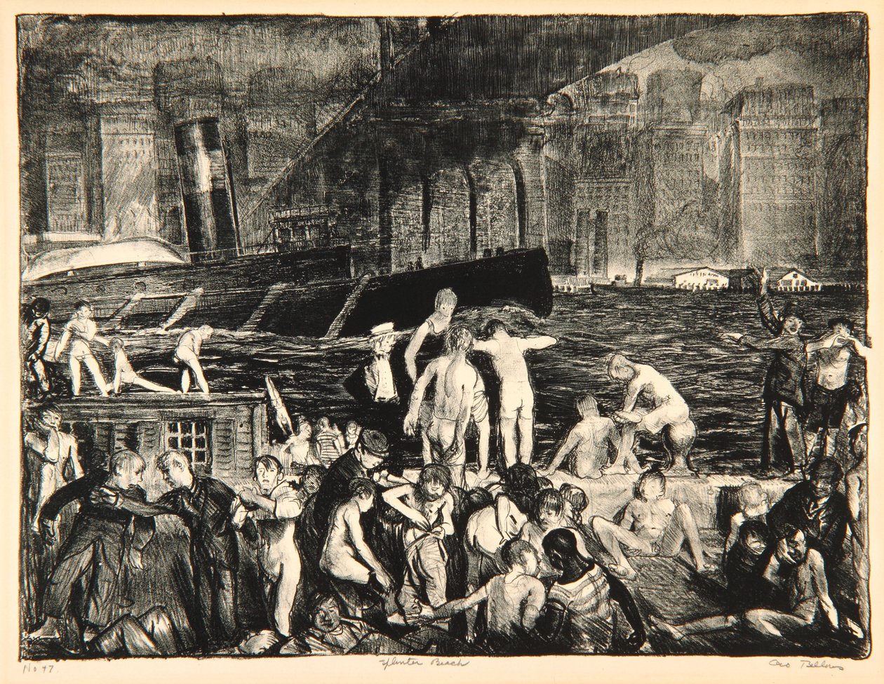 Splinter Beach, 1916 (litografia) autorstwa George Wesley Bellows