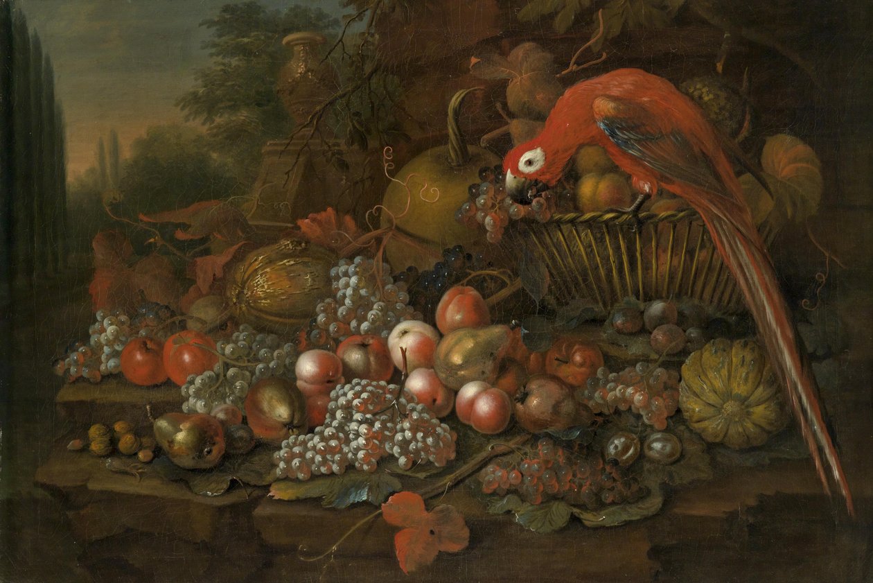 Martwa natura z owocami i papugą autorstwa William Sartorius