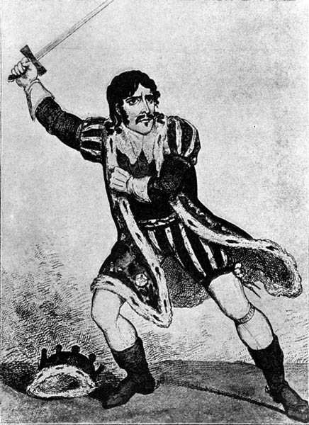 Edmund Kean (1787-1833) jako Ryszard III autorstwa George (after) Cruikshank