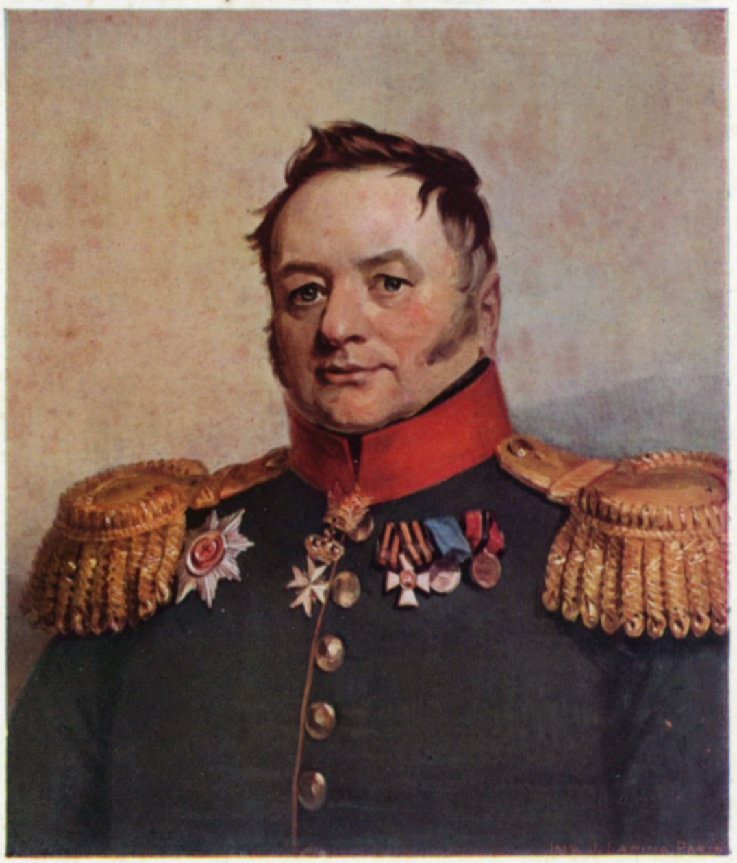 Portret Pawła Tuchkowa (kolorowa litografia) autorstwa George (after) Dawe