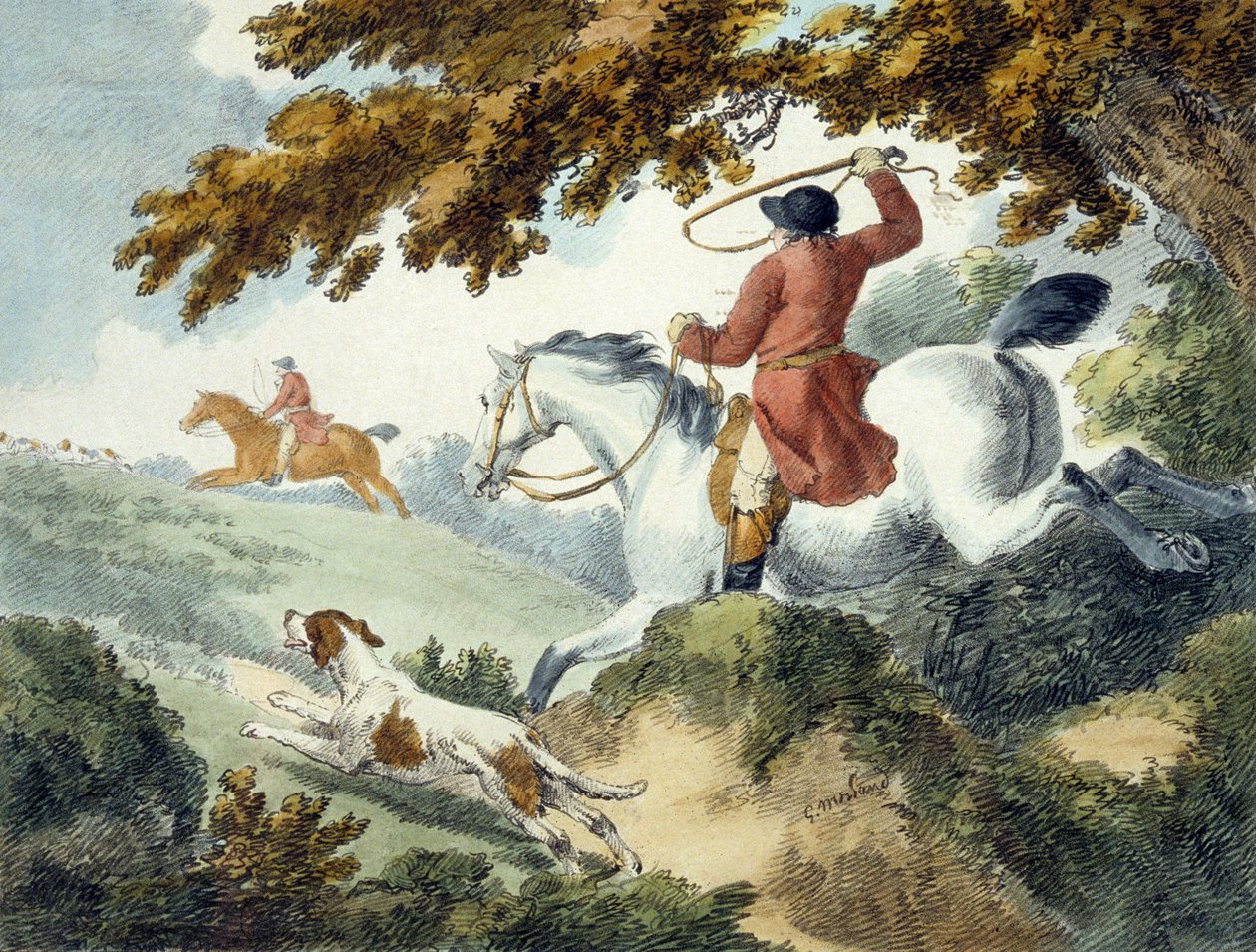Polowanie, grawerowane przez J. Wright autorstwa George (after) Morland