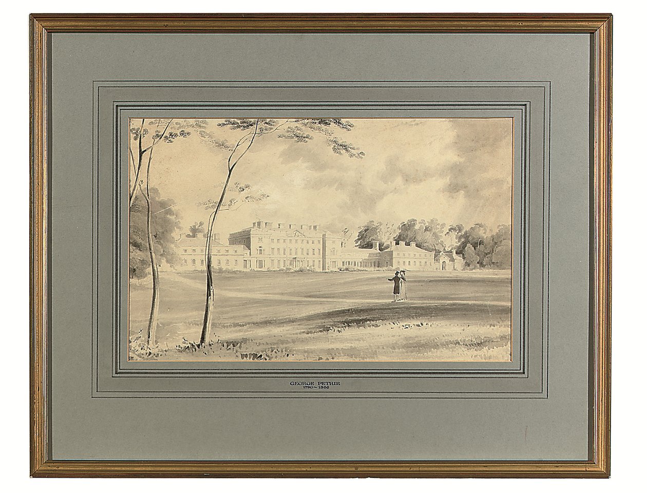 Carton House, hrabstwo Kildare, siedziba księcia Leinster (spranie ołówkiem i szarością) autorstwa George (after) Petrie