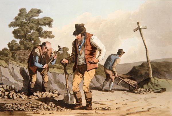 Stone Breakers, z "Kostium Yorkshire" grawerowane przez Roberta Havella (1769-1832) 1814 (kolor lito) autorstwa George (after) Walker