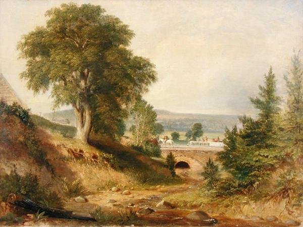 Akwedukt Canal Crossing the Stream, ok. 1840-49 (olej na płótnie) autorstwa George (attr.) Harvey