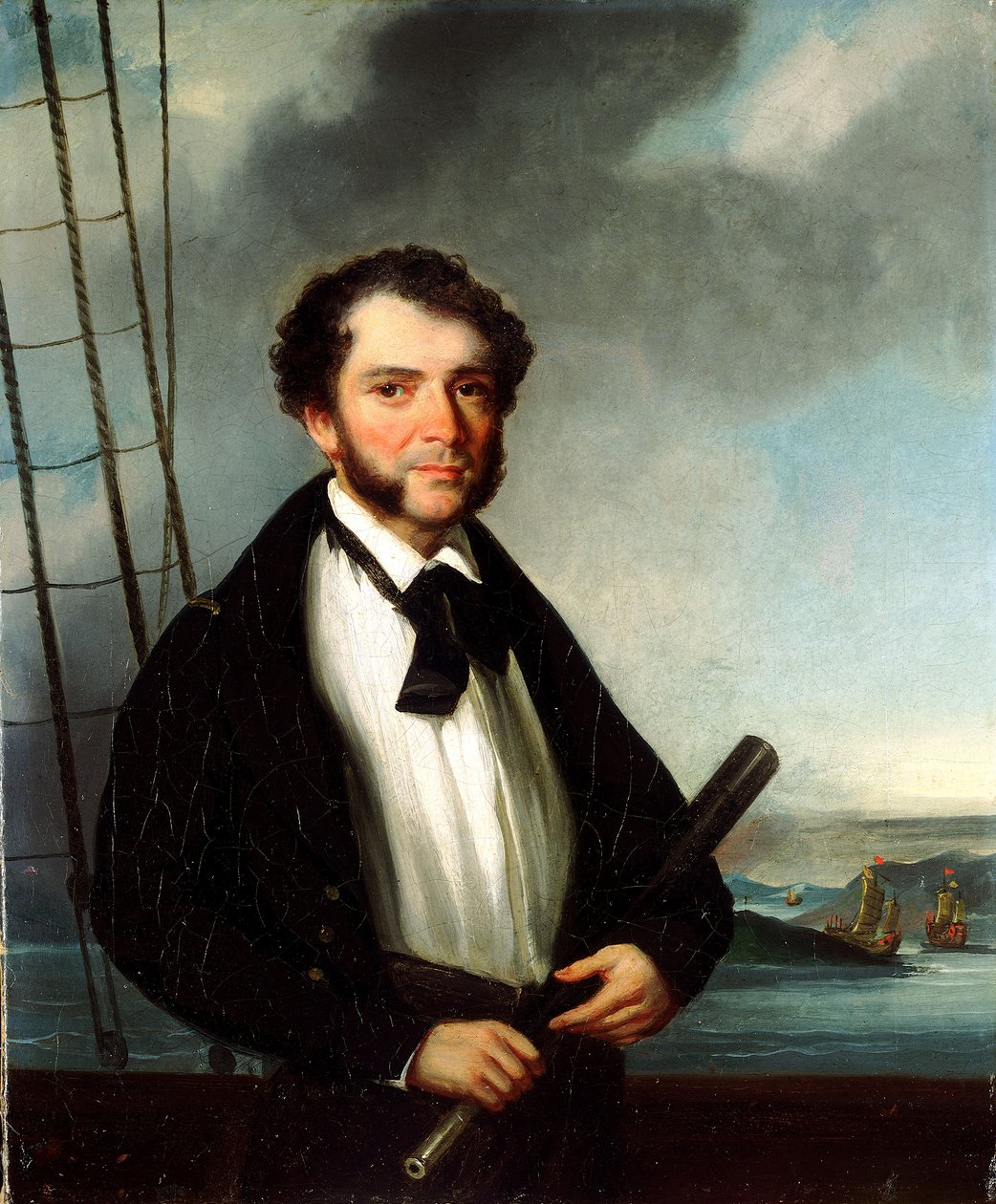Kapitan marynarki handlowej, ok. 1830-35 (olej na płótnie) autorstwa George (attr. to) Chinnery