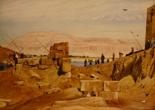 Figures at Work, Luxor (ołówek i akwarela na papierze) autorstwa George 9th Earl of Carlisle Howard