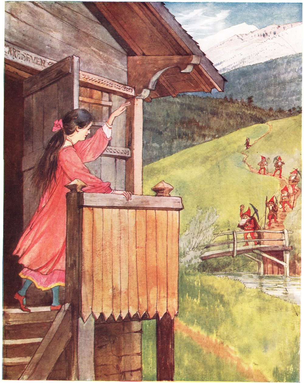 Królewna Śnieżka, ilustracja z „Śpiewnika obrazkowego”, 1910 autorstwa George, 9th Earl of Carlisle Howard