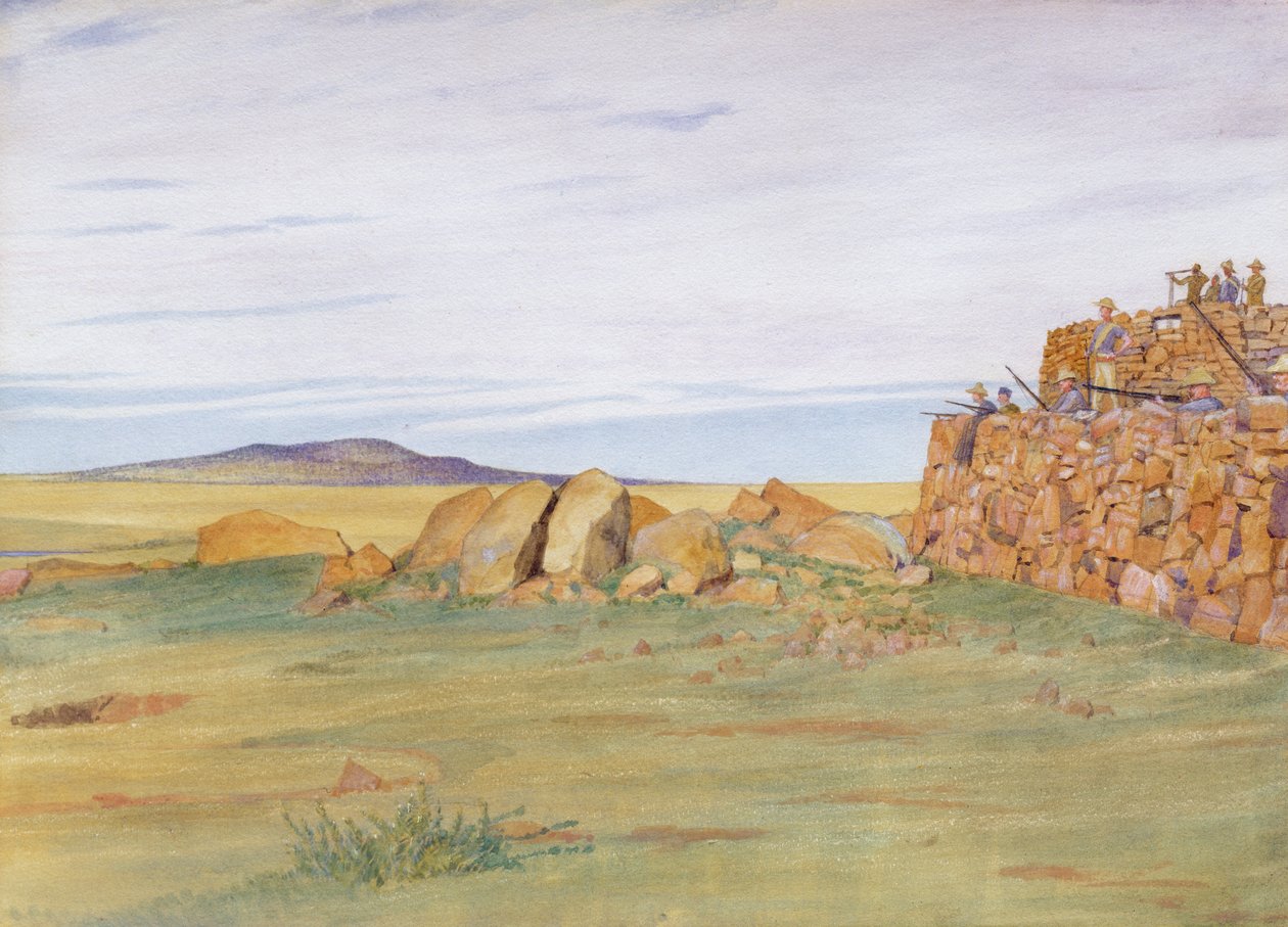Żołnierze broniący Rhenoster Kop w wojnie burskiej autorstwa George, 9th Earl of Carlisle Howard