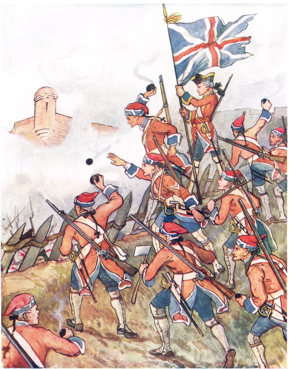 Brytyjscy grenadierzy, ilustracja z "A Picture Song Book", 1910 r. autorstwa George, 9th Earl of Carlisle Howard