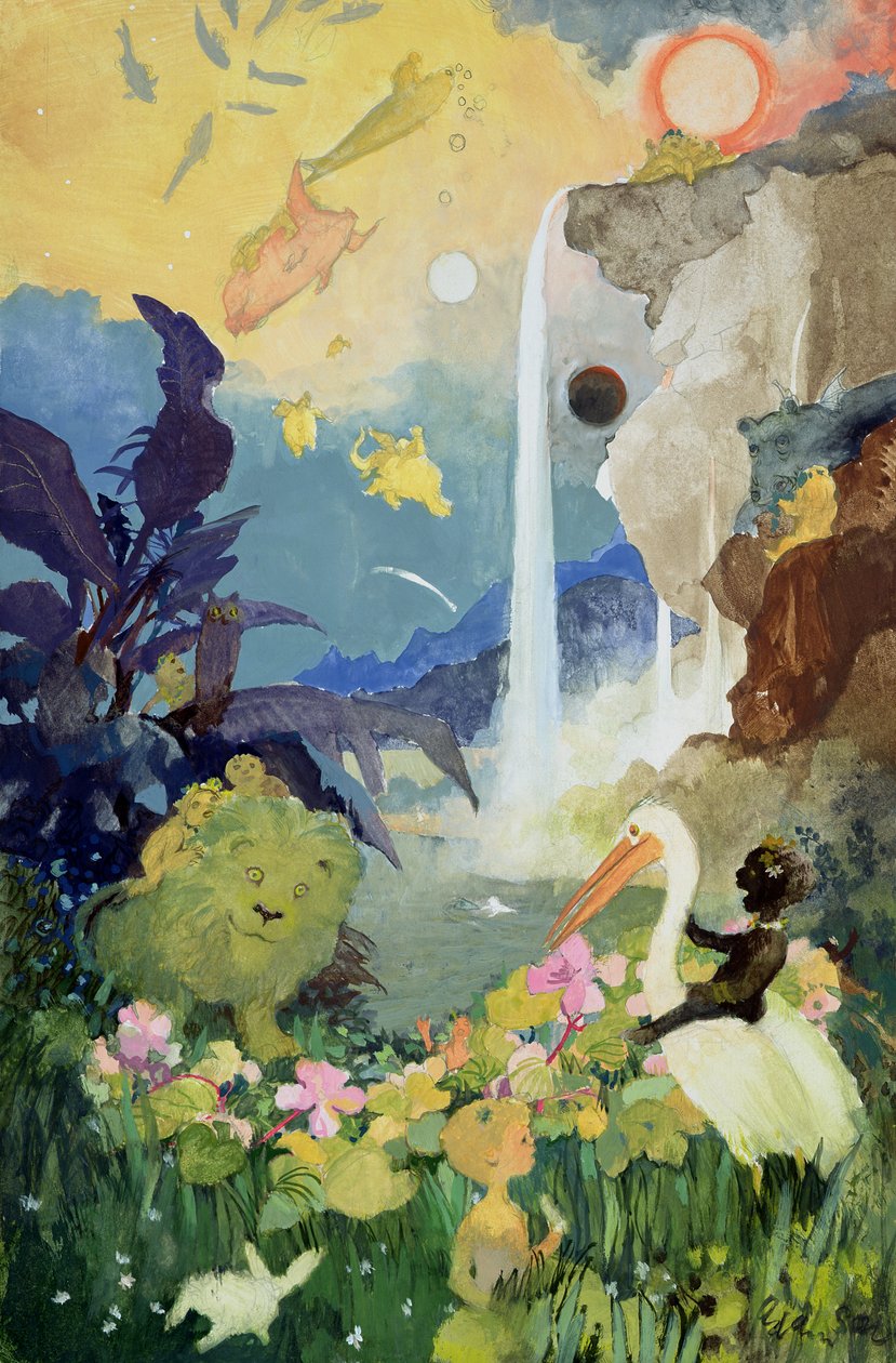 Scena Natury Fantasy (na pokładzie gwasz) autorstwa George Adamson