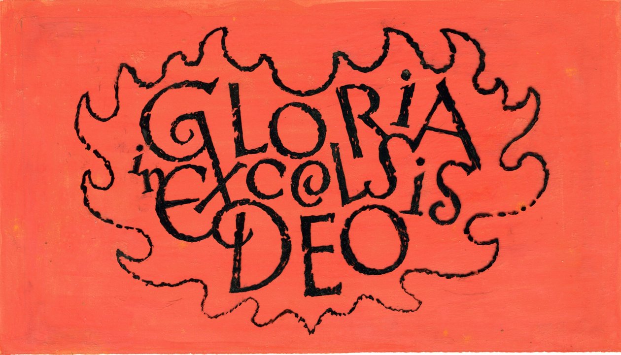 Gloria in Excelsis Deo, 1970s (indyjski tusz na przezroczystości na gwaszu na papierze) autorstwa George Adamson
