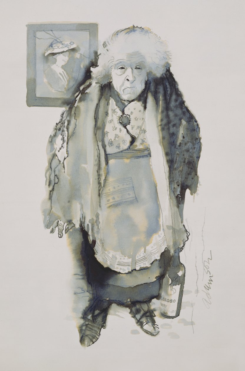 Margaret: Powinni coś zrobić, 1969 (pióro i pranie na pokładzie) autorstwa George Adamson