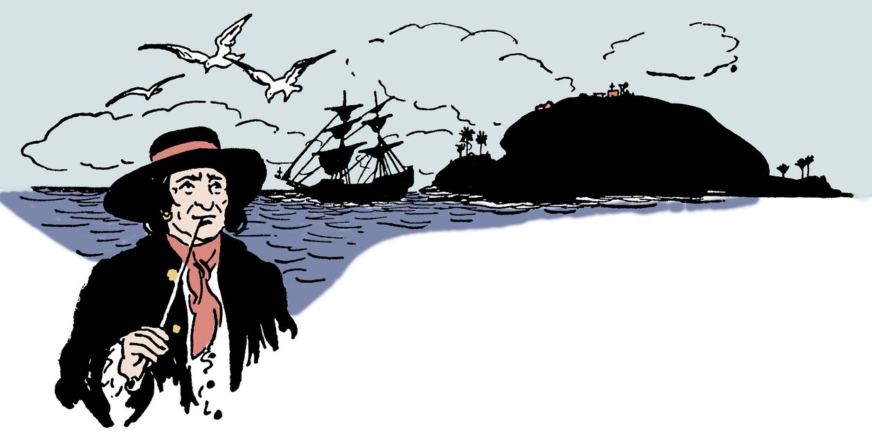 Reprezentacja Wyspy Żółwi na Morzu Karaibskim Ilustracja z „Księgi piratów chłopców”” George